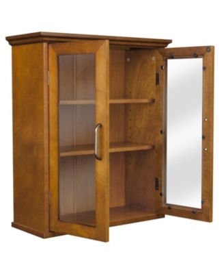 Bathroom Wall Cabinet with Glass 2 Doors and Interior Shelves for Storage