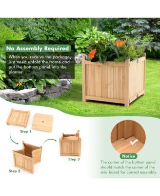 Garden Wooden Planter Box Folding Raised  Outdoor Plant Container w/ Drainage Hole