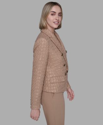 Women's Lapel Collar One-Button Cropped Jacket