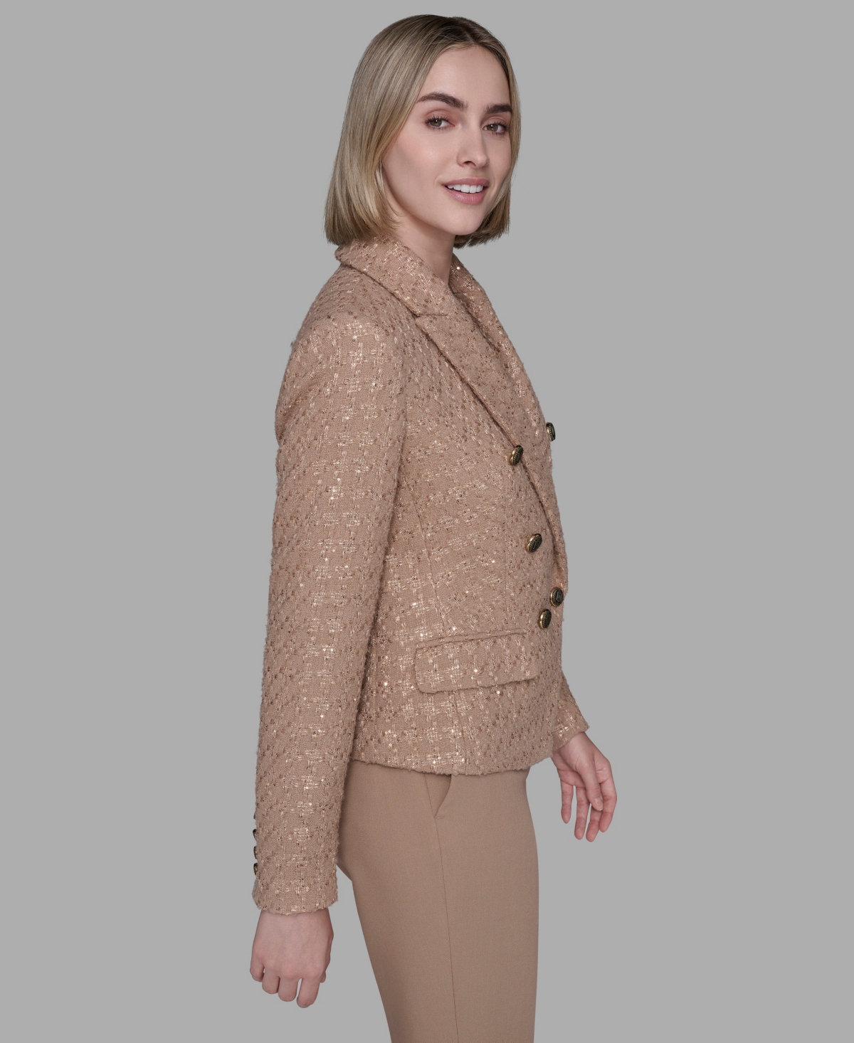 Karl Lagerfeld Women's Cropped Long Sleeves Jacket In Brown