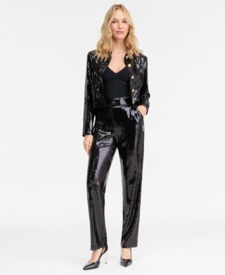 I.N.C. International Concepts - Women's Sequin Straight-Leg Pants