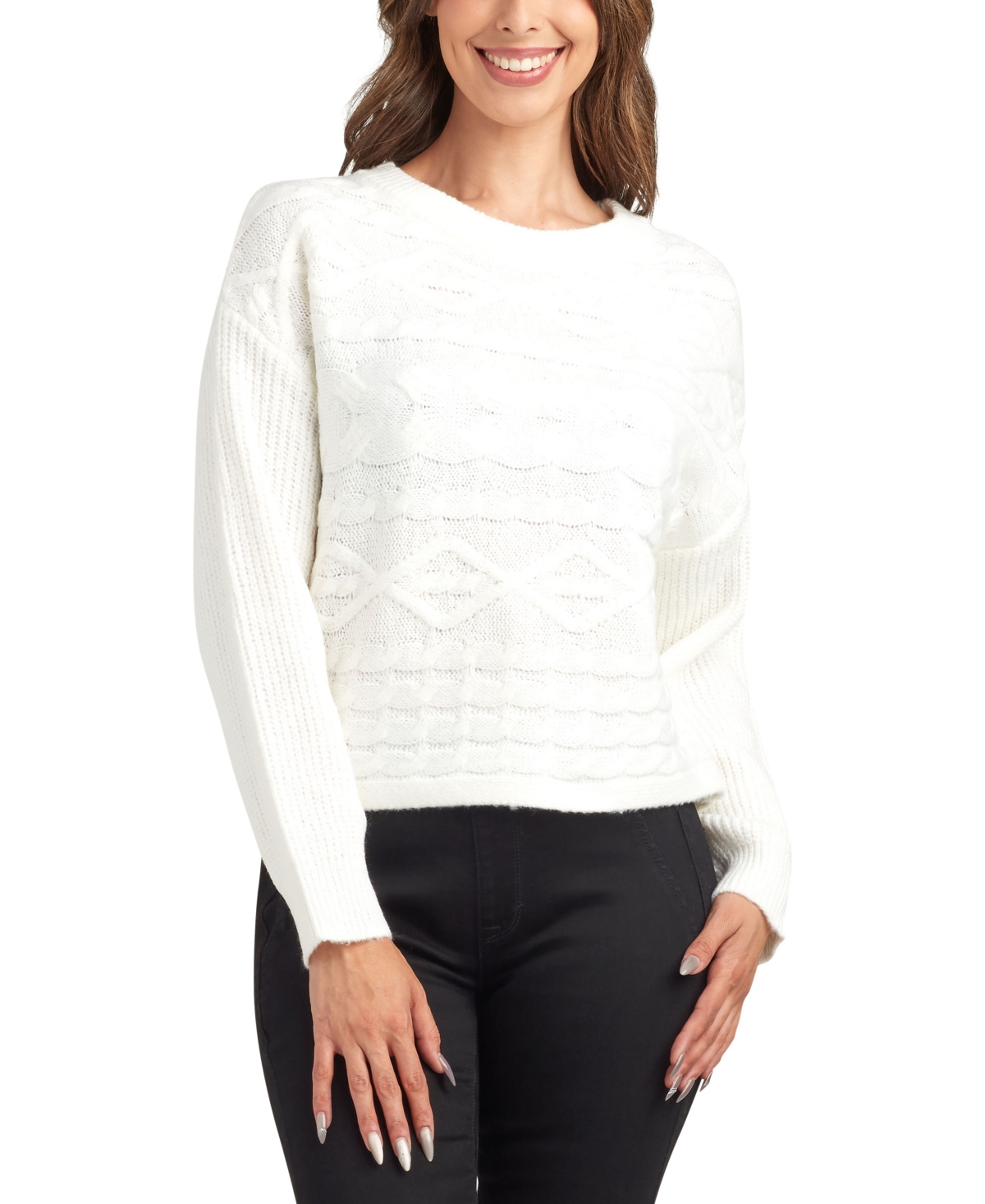 Bcx Juniors' Crewneck Pull On Sweater In White