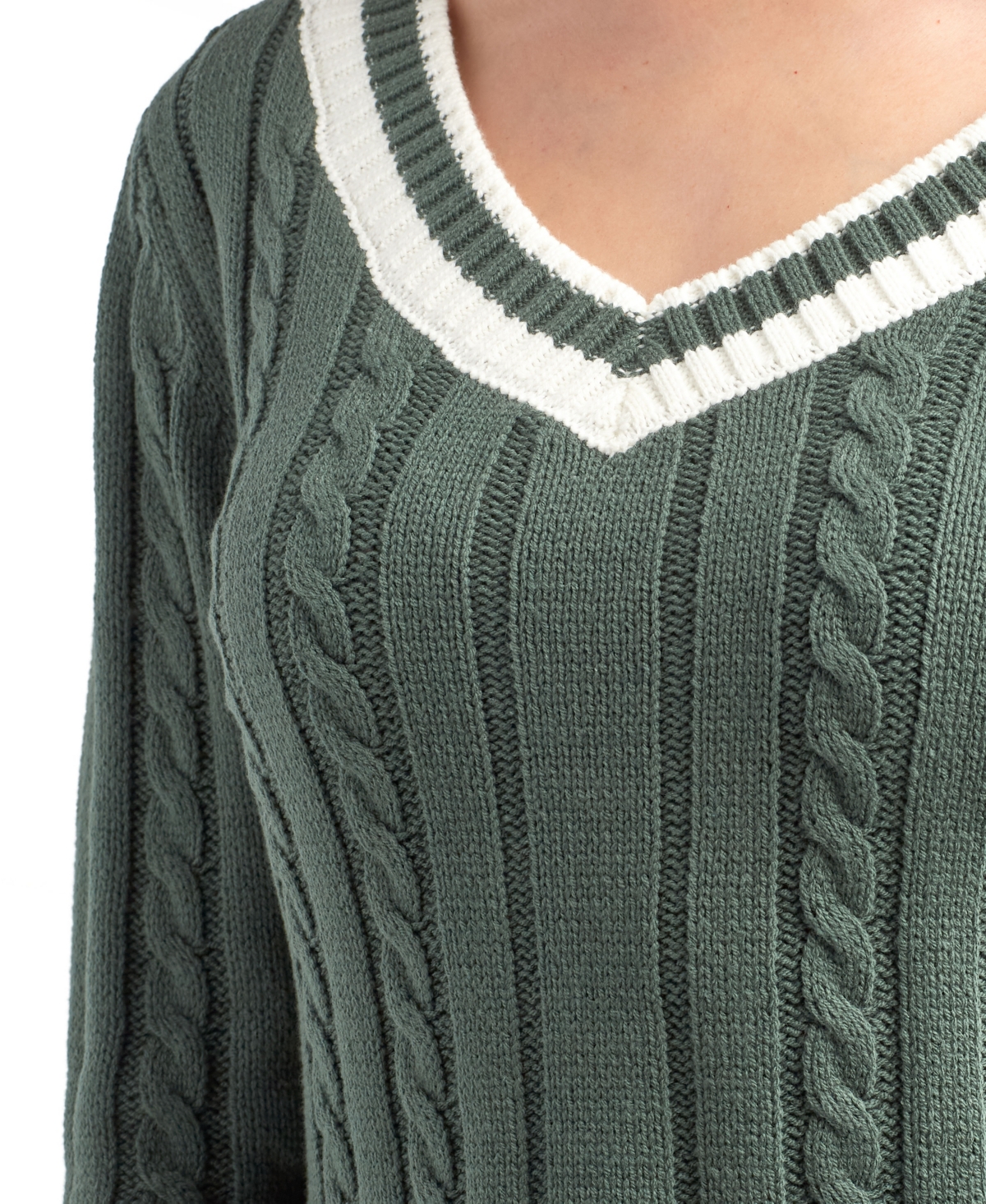Bcx Juniors' V-neck Long Sleeve Sweater In Green