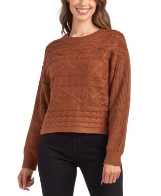 Juniors' Crewneck Pull On Sweater