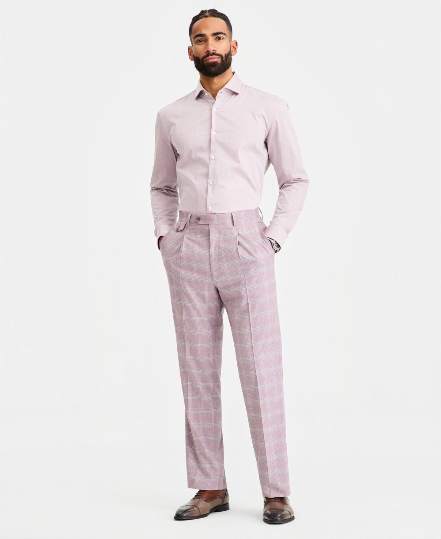 Мужские брюки Tayion Collection Classic-Fit Dusty Rose Suit Separates, цвет: Пыльный розовый — фото 1