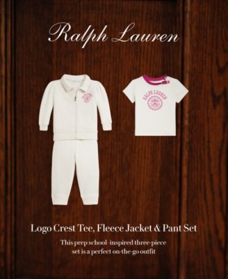 Baby Girls Fleece Jacket, Pants & Cotton Tee Set