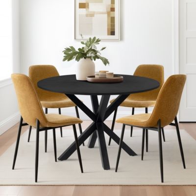 5-Piece Modern Dining Set with 39.5 Inch Round Table and 4 Chairs, Multiple Color Options for Kitchen & Dining Room-Maison Boucle