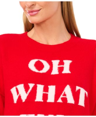 Women's "OH WHAT FUN" Crewneck Long-Sleeve Sweater