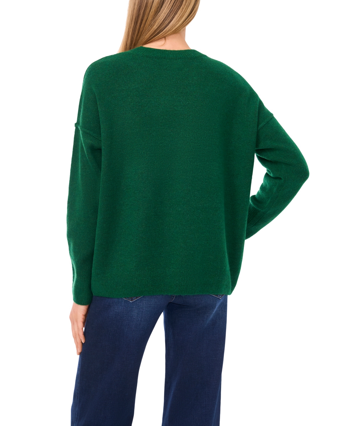 Cece Women's Merry Little Christmas Long Sleeve Sweater In Green
