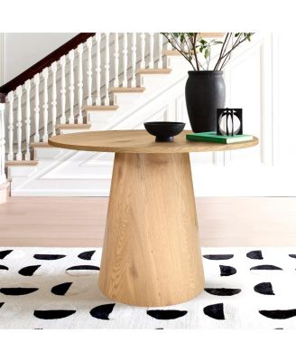 5 Piece Round Dining Set 35 Inch Pedestal Table Faux Rattan Upholstered Chairs