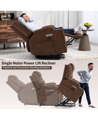 Lift Recliner Chair with Massage, Heat & USB Charging, Chenille Upholstery, Cup Holders, 350 LBS Support