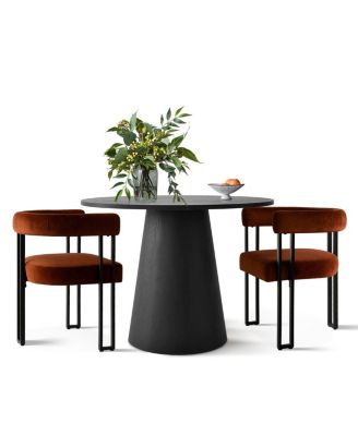 3-Piece 35 Inch Round Dining Table Set with 2 Velvet Chairs, Space-Saving Kitchen and Dining Room Furniture for Small Spaces-Maison Boucle