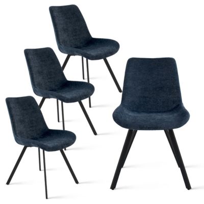 Compact 5-Piece Round Dining Set with 43 Inch Black Table and 4 Chairs, Ideal for Apartments or Breakfast Nooks-Maison Boucle