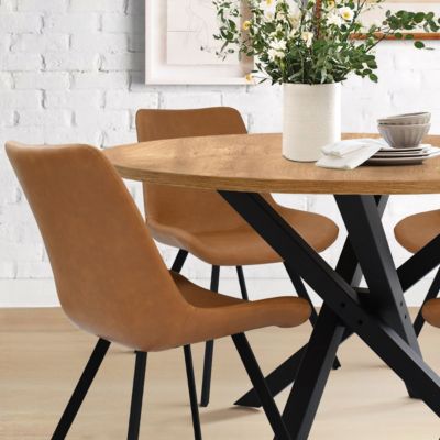 Compact 5-Piece Round Dining Set with 43 Inch Black Table and 4 Chairs, Ideal for Apartments or Breakfast Nooks-Maison Boucle