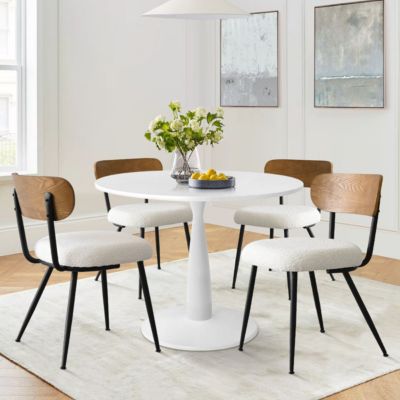 Elegant 5-Piece Dining Set Featuring a 35-Inch Round Table with 4 Stylish Chairs for Modern Dining Spaces