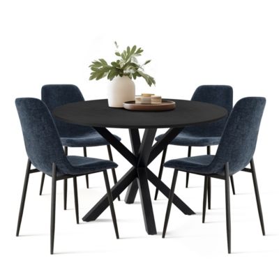 5-Piece Modern Dining Set with 39.5 Inch Round Table and 4 Chairs, Multiple Color Options for Kitchen & Dining Room-Maison Boucle