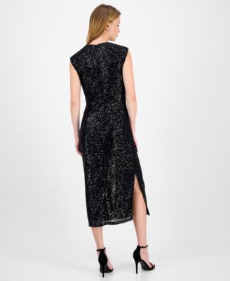 Women's Sequin Sleeveless Midi Sheath Dress