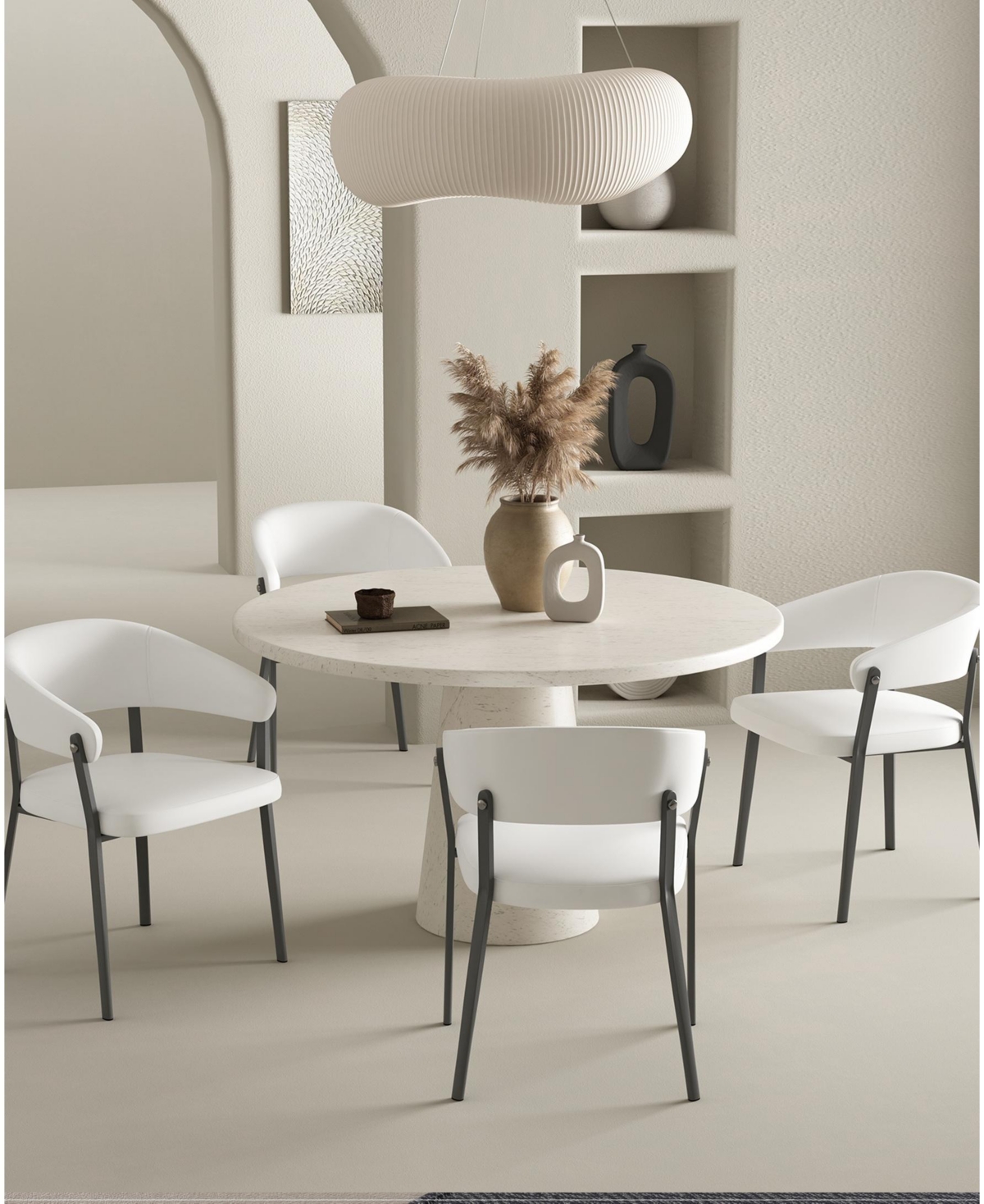 Manhattan Comfort Belle Textured 22.9" Leatherette Upholstered Dining Chair In White