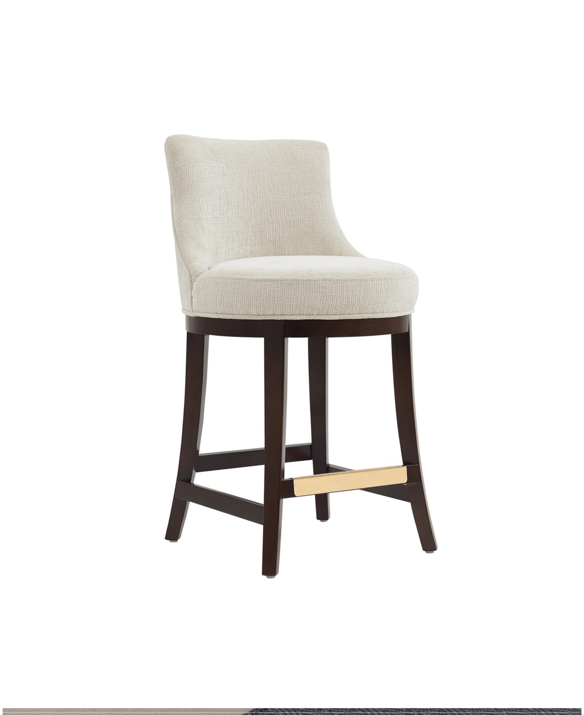 Manhattan Comfort Lucia 37.2" Chenille Upholstered Counter Stool In Brown