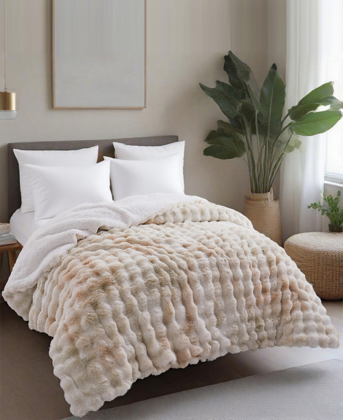 Unikome Faux Fur Reversible Comforter In Multi