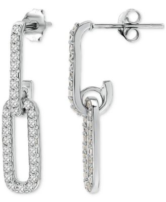 Link Drop Earrings in (7/8 ct. t.w.) Gold Pleated Sterling Silver, Macy's Exclusive