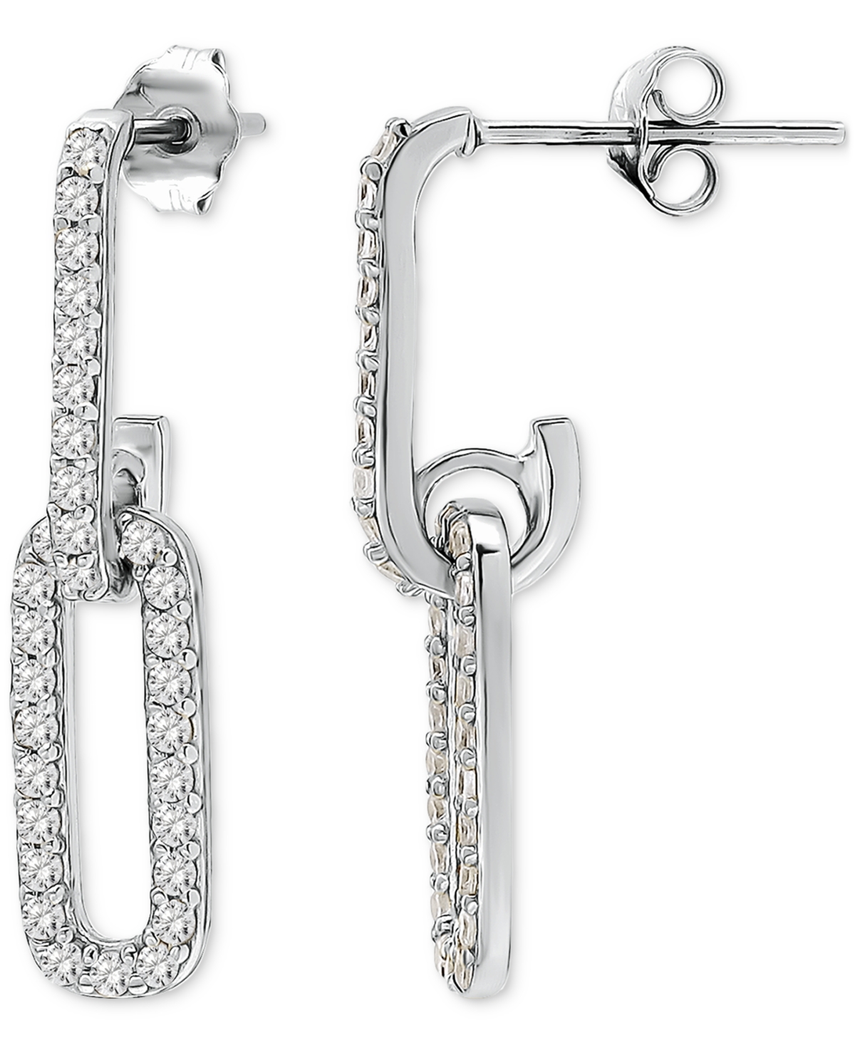 Giani Bernini Link Drop Earrings (7/8 Ct. T.w.) In Sterling Silver, Macy's Exclusive In Metallic