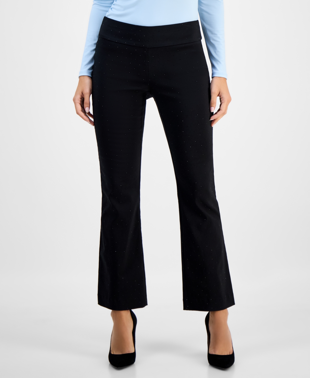 Inc International Concepts Petite Embellished Mini Bootcut Pants, Macy's Exclusive In Black
