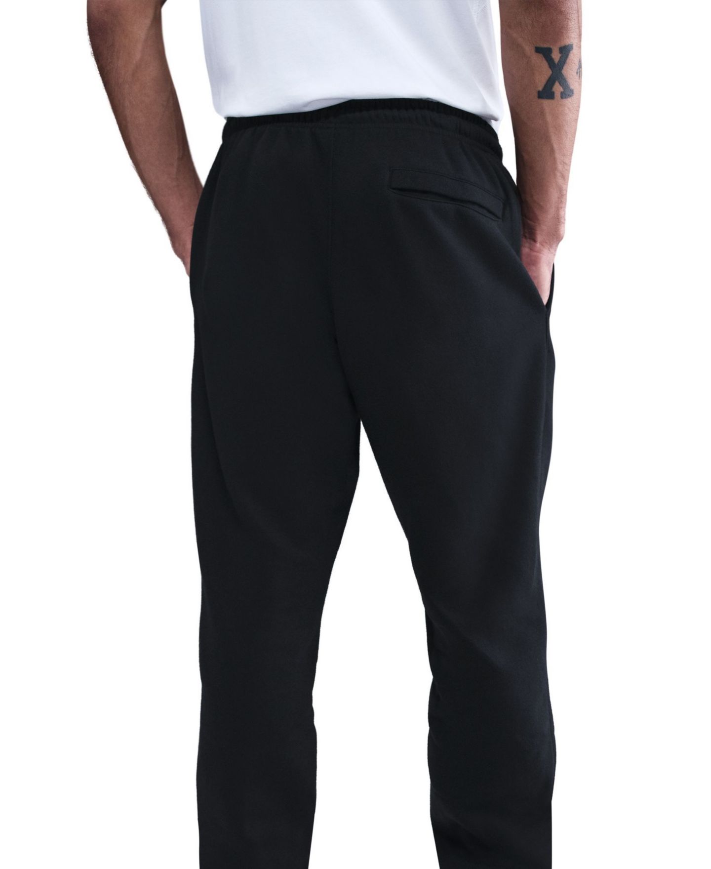 Мужские брюки Nike Cuffed Brushed Fleece Logo Sweatpants, цвет: Чёрный / Белый — фото 2