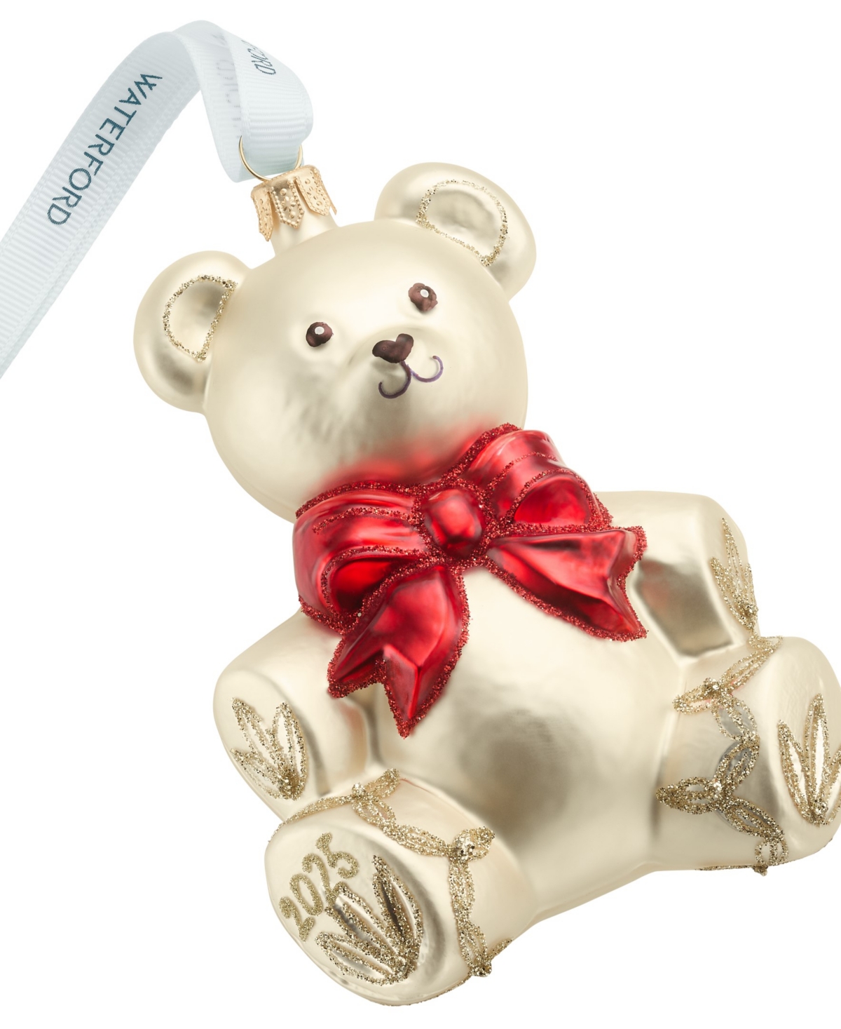 Waterford Holiday Heirlooms First Teddy Glass Ornament In Gold