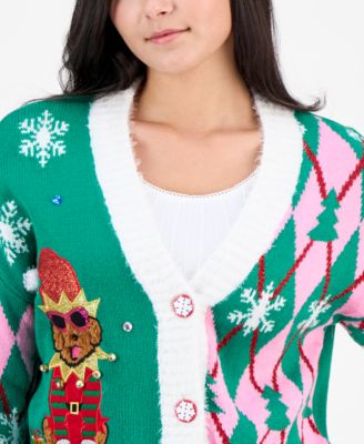 Juniors' Holiday Dog Cardigan
