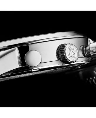 Rialto 3975.9 Men s Chronograph Watch – Quartz Movement, 44mm Silver-Tone Case, Green Dial, Stainless Steel Mesh Bracelet