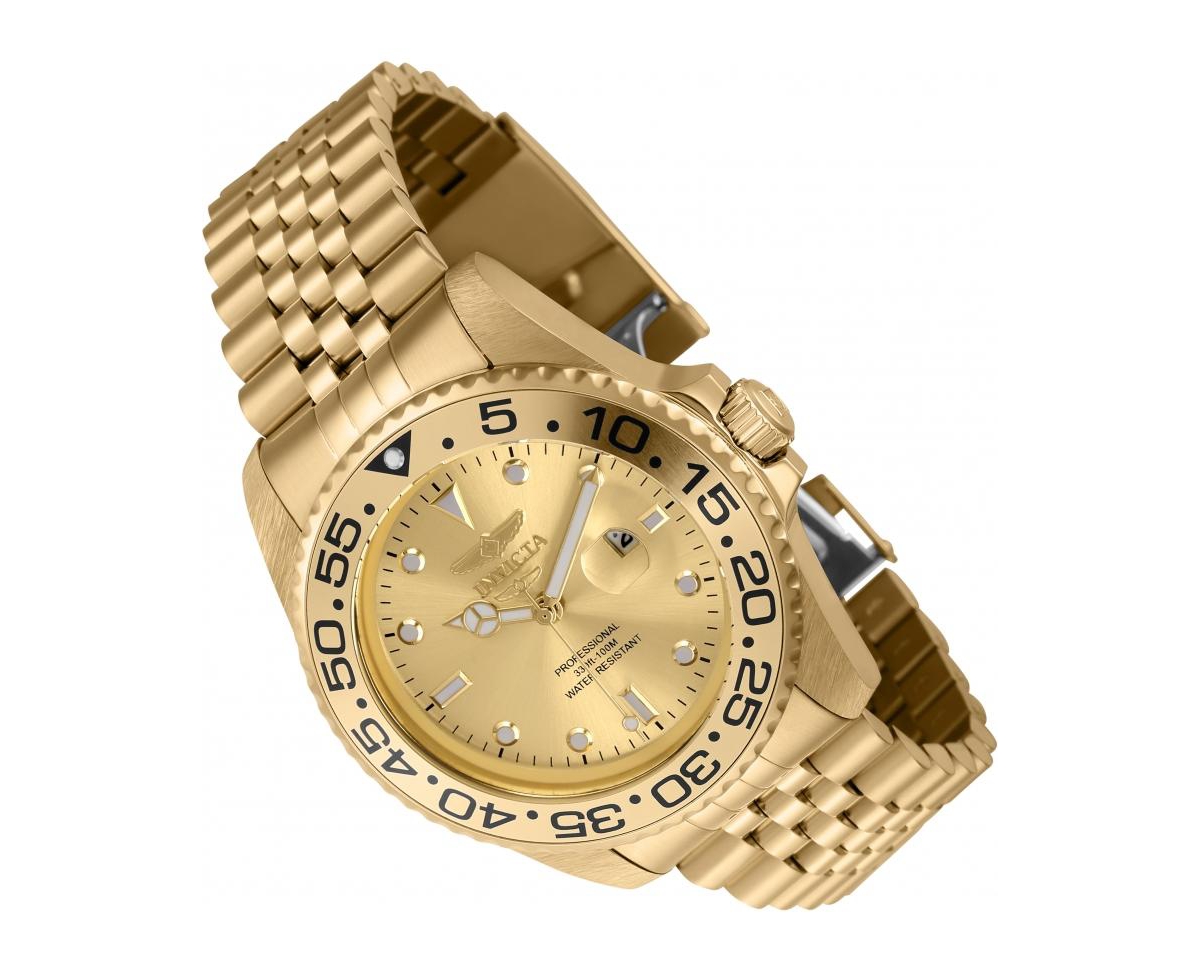 Invicta Men's 44520 Pro Diver Quartz 3 Hand Gold Dial Watch