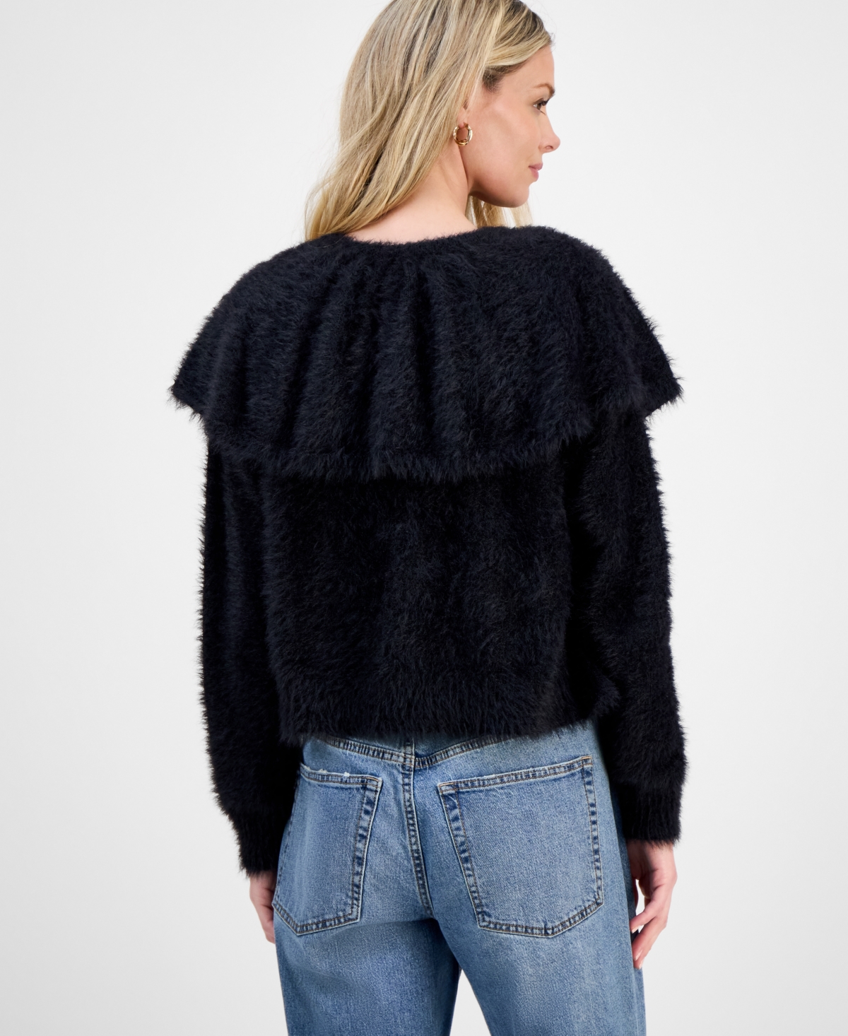 And Now This Petite Cape Long-sleeve Sweater, Macy's Exclusive In Black