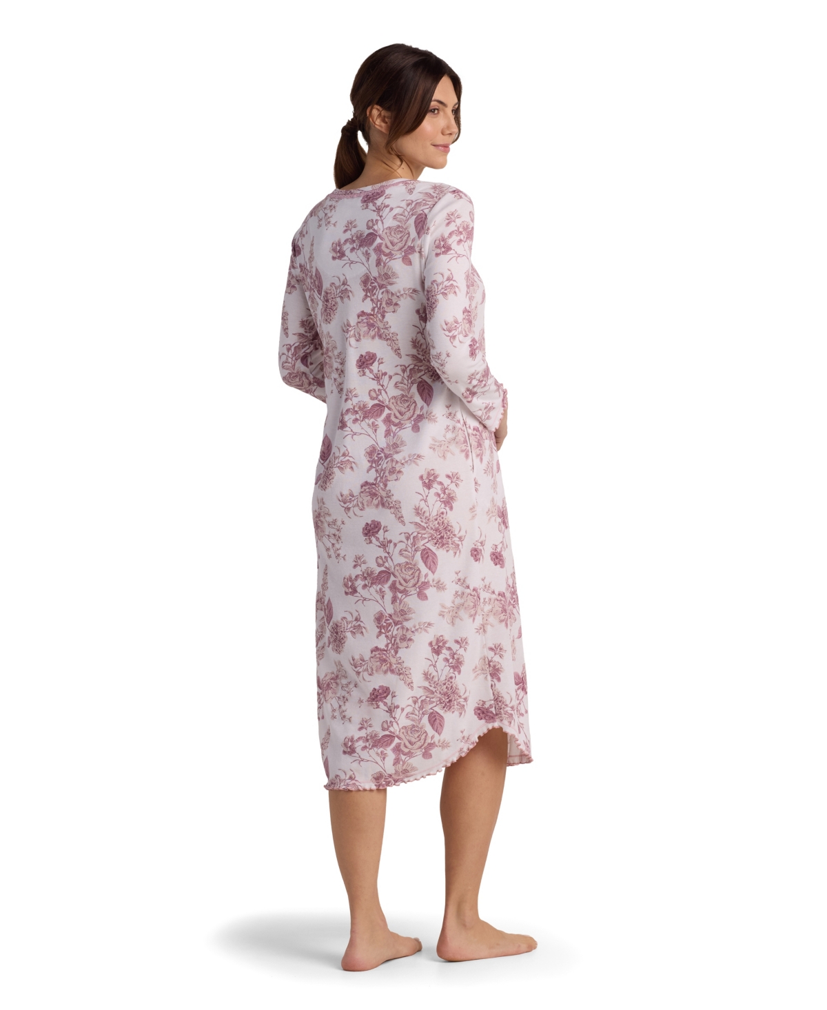 Miss Elaine Women's Long Sleeve Sleepwear Gown In Pink