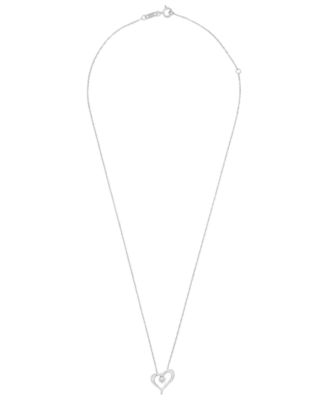 Diamond Heart Pendant Necklace (1/10 ct.t.w.) in 10k White Gold