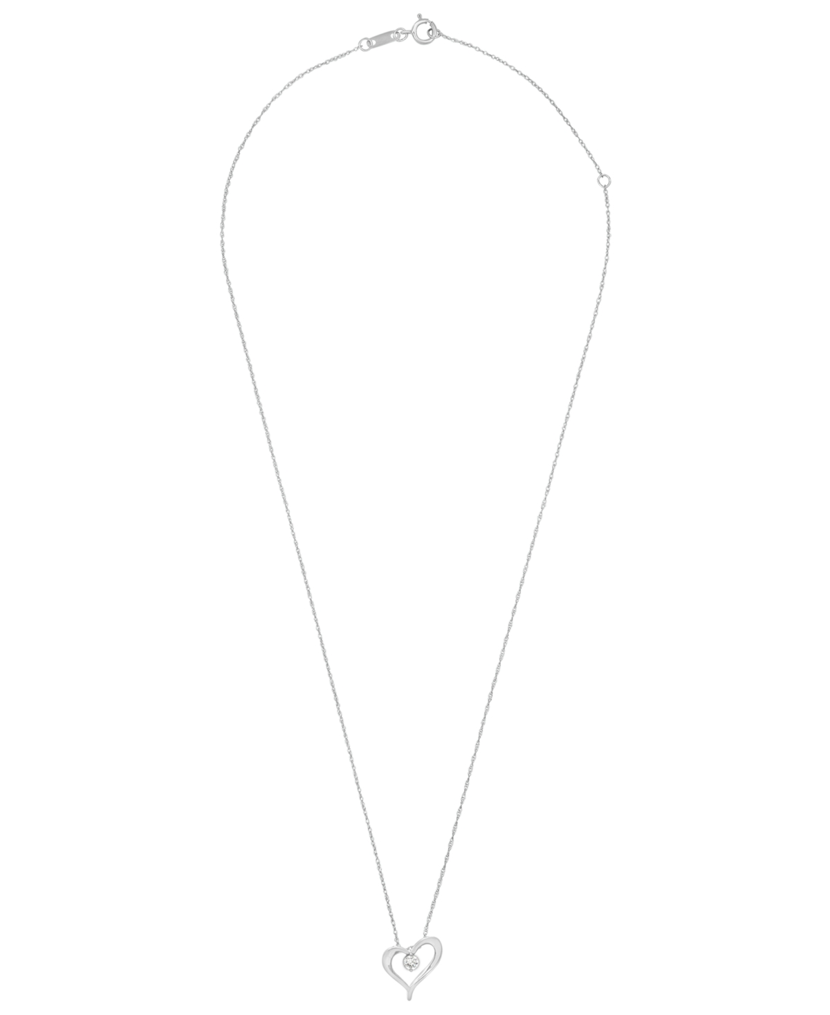 Macy's Diamond Heart Pendant Necklace (1/10 Ct.t.w.) In 10k White Gold In Metallic