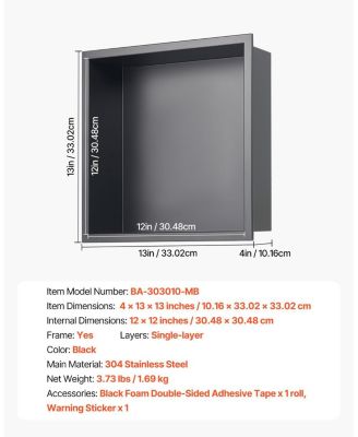 Stainless Steel Shower Niche Recessed Wall Shelf for Bathroom Storage