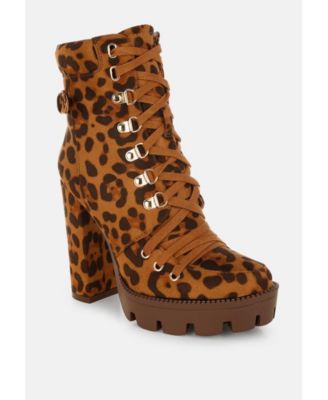 Womens Fremont Leopard Print Chunky Boots