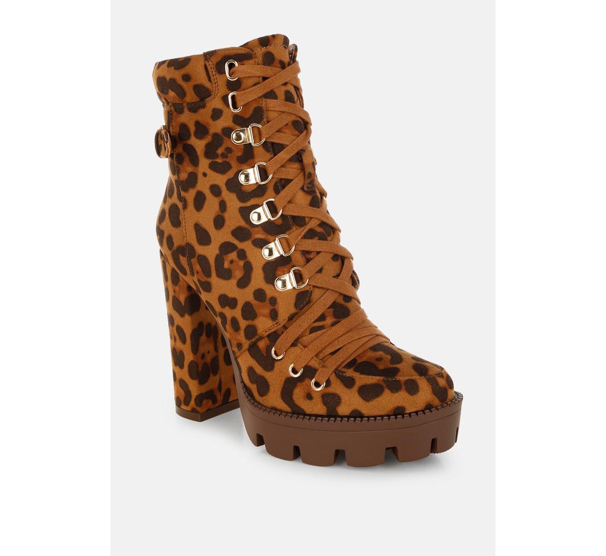London Rag Fremont Leopard Print Chunky Boots Women