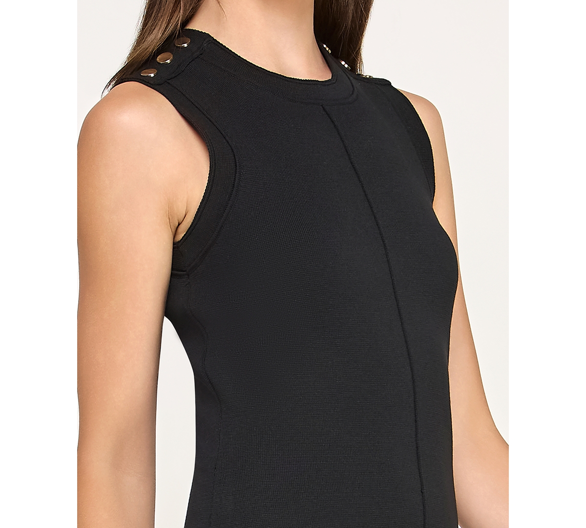 Invitee Juniors' Contrast Pleated Scoop Neck Sweater Dress In Black
