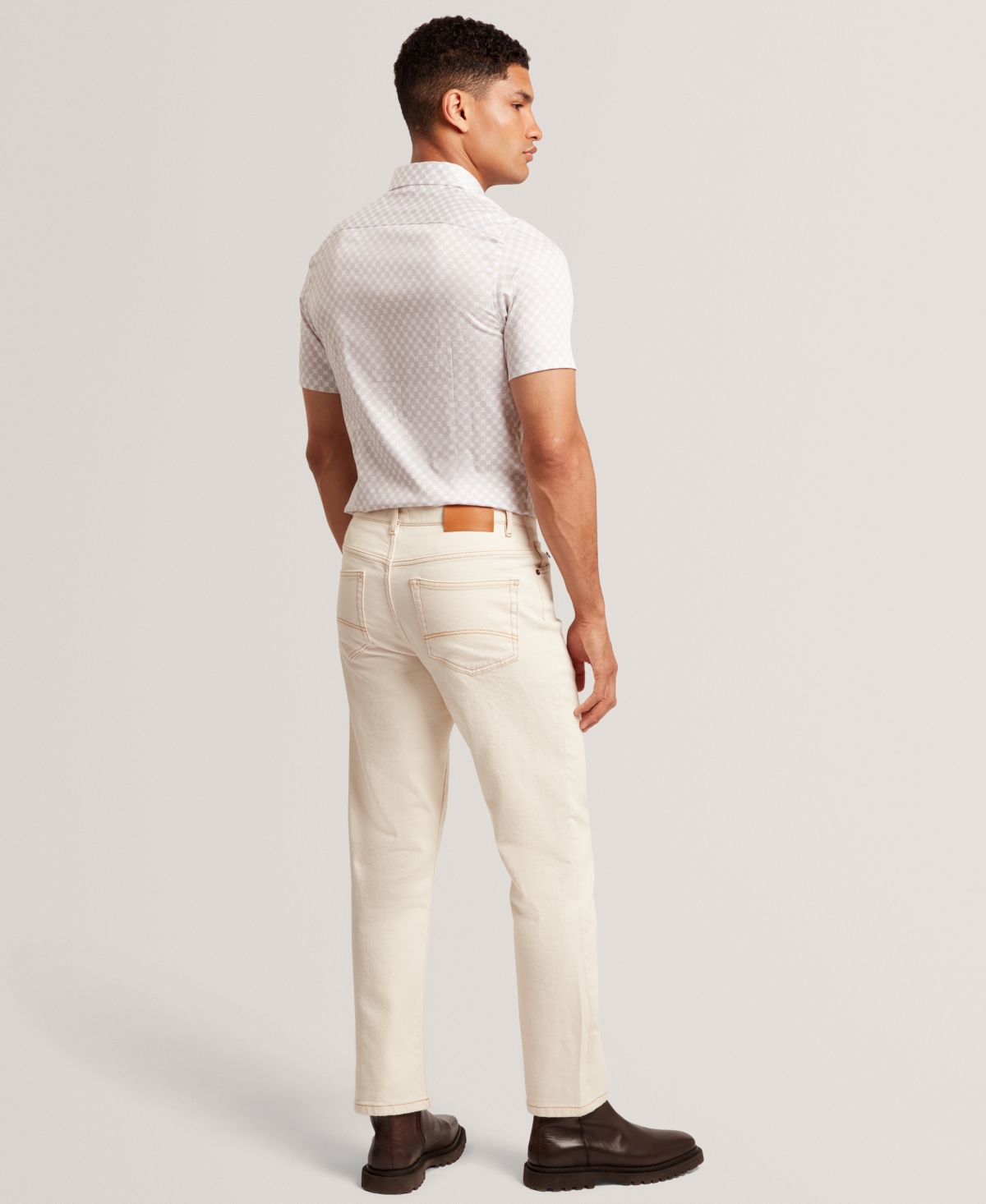 Ted Baker Sefsho Printed Short Sleeve Shirt In Brown