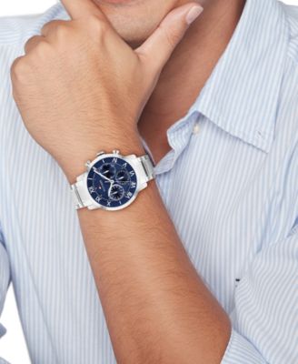 Men's Multifunction Silver Tone Stainless Steel Bracelet Watch, 42mm