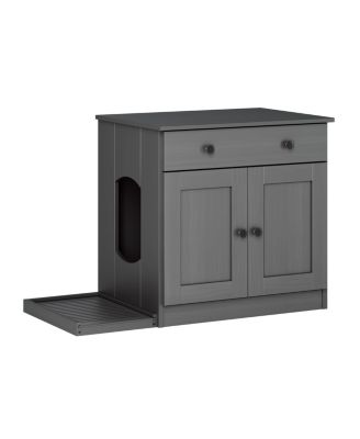 100% Solid Wood Ziva 2-Door Cat Litter Box Enclosure with Litter Catch