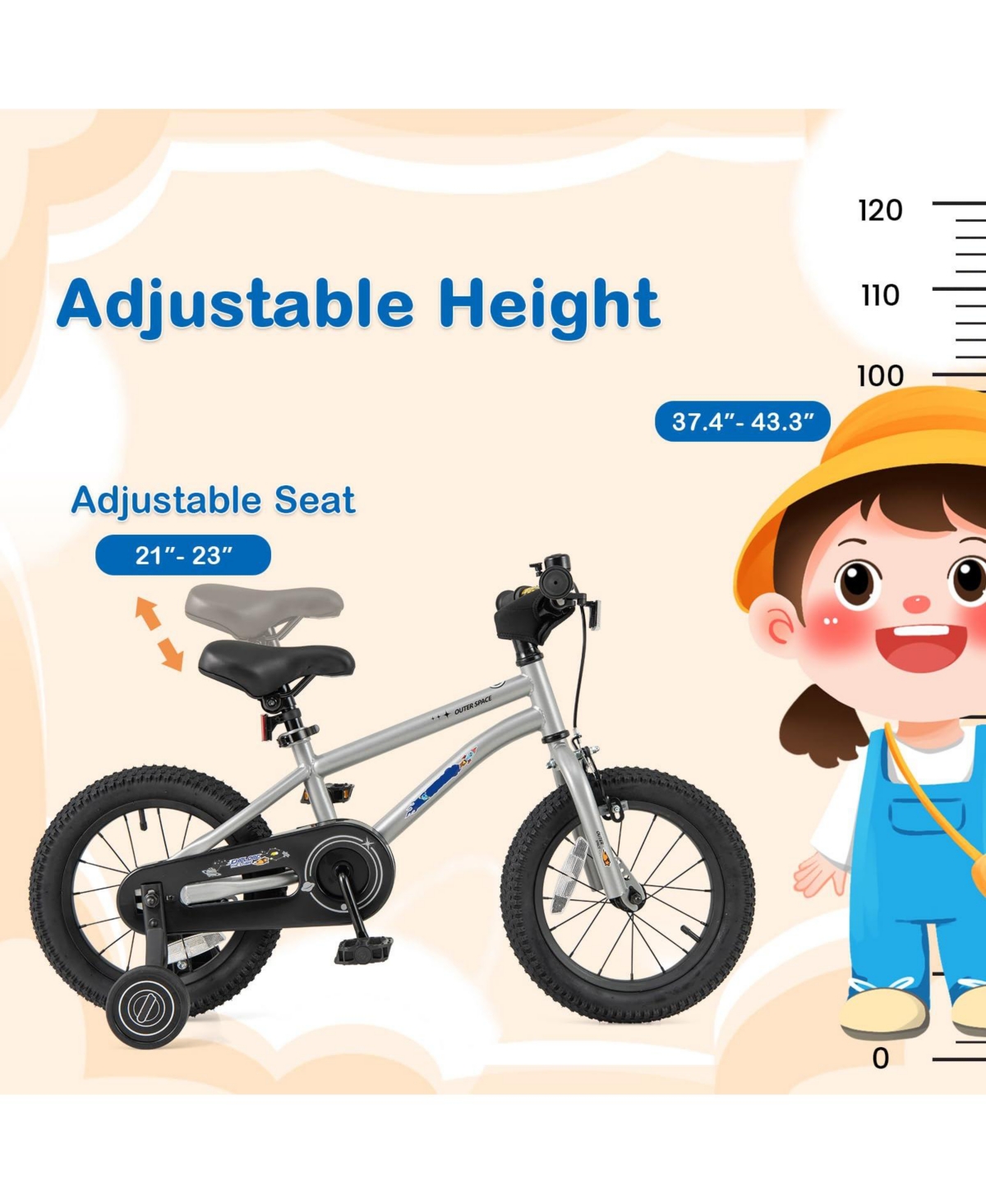 14 Inch Kids Bike Bicycle for Boys Girls 3-8 with High Carbon Steel Frame