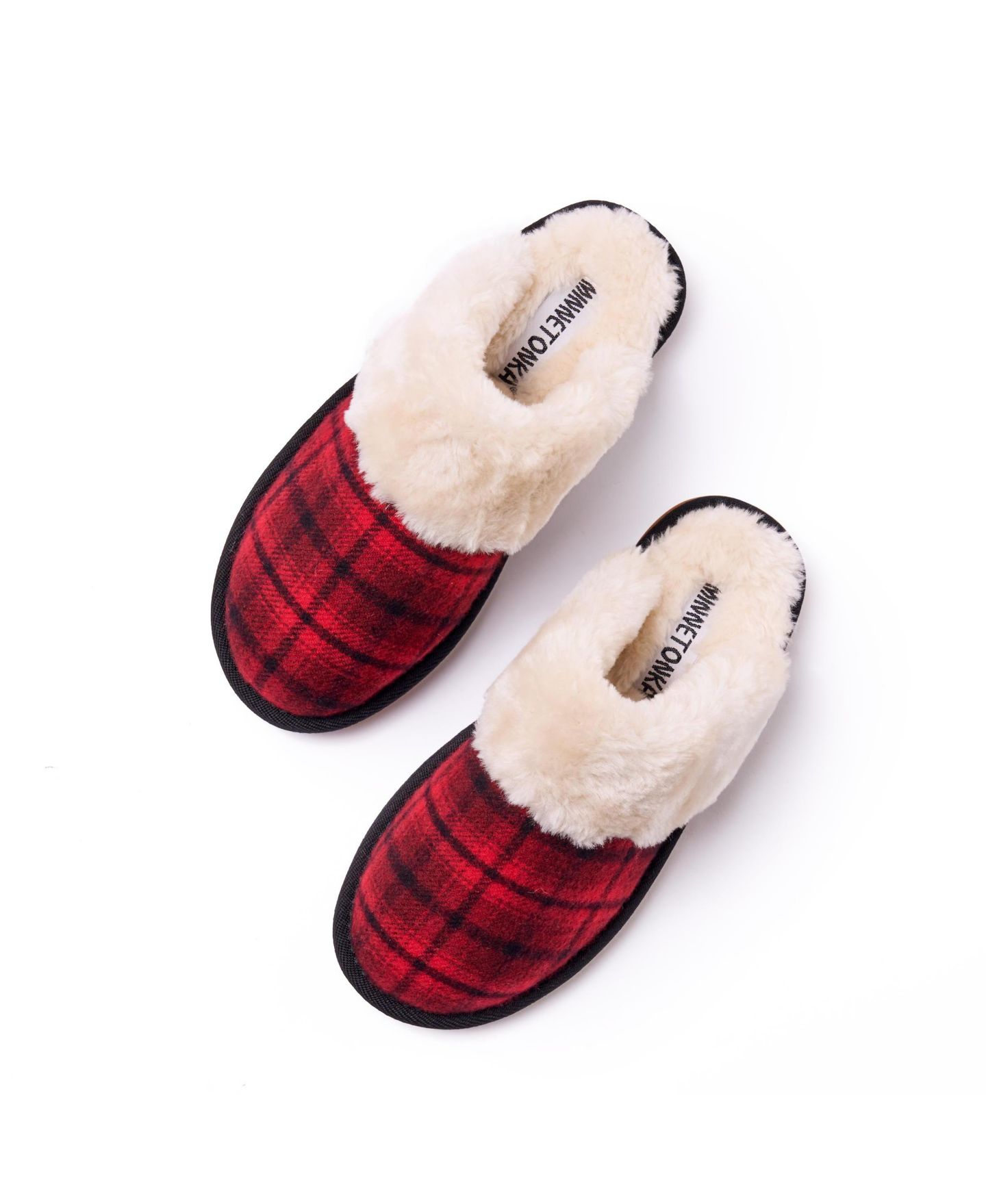 Женские тапочки Minnetonka Carefree Scuff Slippers, цвет: Красный клетчатый — фото 2