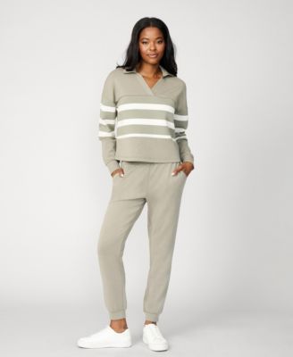 Women's Striped Polo & Jogger Lounge Set