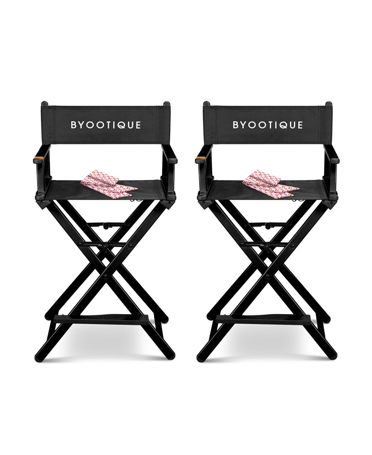 Byootique 28" Height Tall Director Chair Folding Artist Makeup Salon 2 Pack