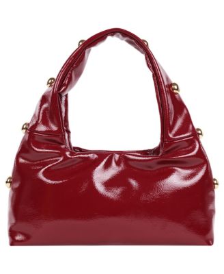 Studded Shoulder Bag in Crackled Finish