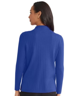 Petite Wide-Rib Funnel Neck Sweater