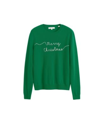Women's Wool-Cashmere Merry Christmas Sweater